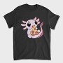 Cute Axolotl Eating Pizza, Tricou Barbati (Unisex)