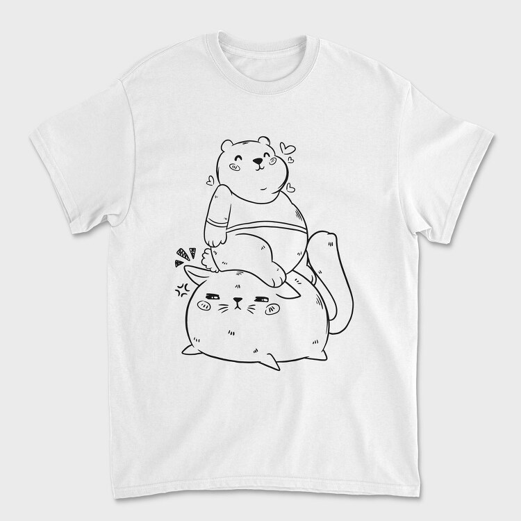 Cute Bear And Cat, Tricou Barbati (Unisex)