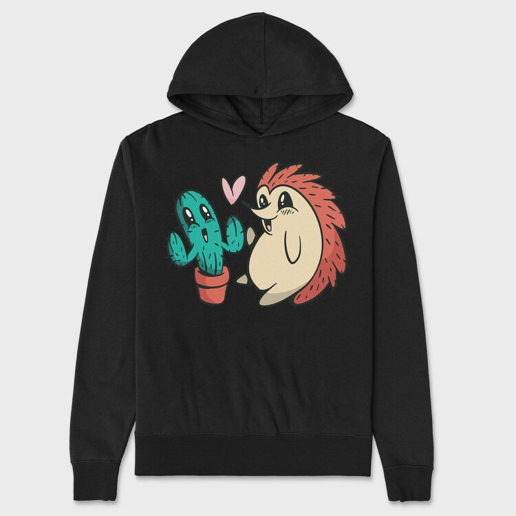 Cute Cactus And Hedgehog, Hanorac Oversize Barbati (Unisex)