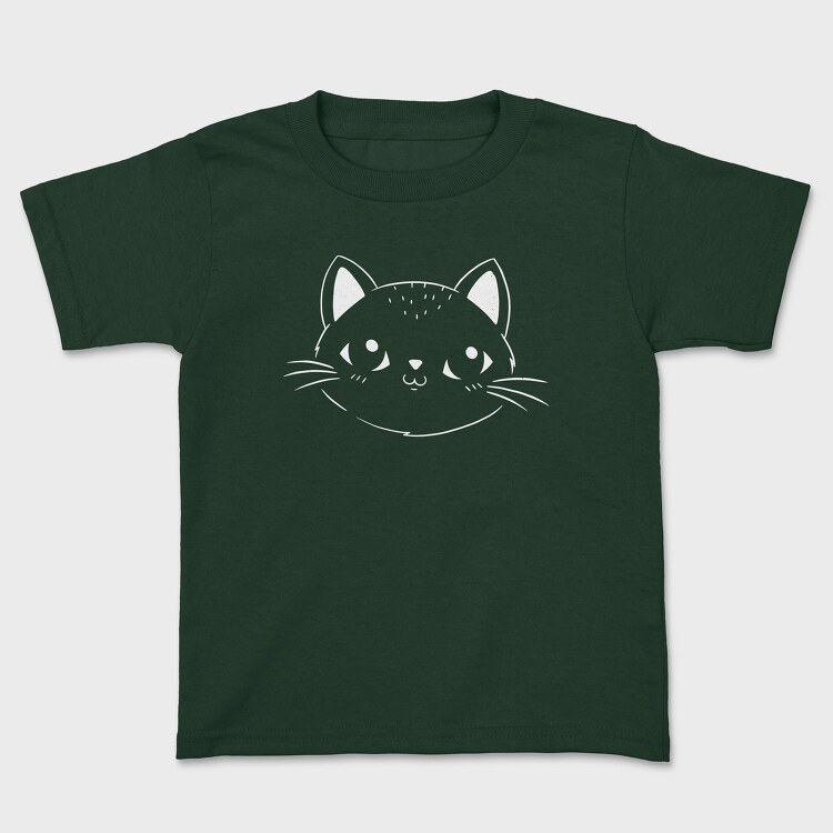 Cute Cat Filled Stroke Face, Tricou Copii