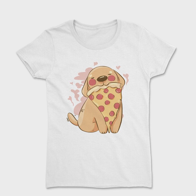 Cute Dog Pet Eating Pizza, Tricou Femei