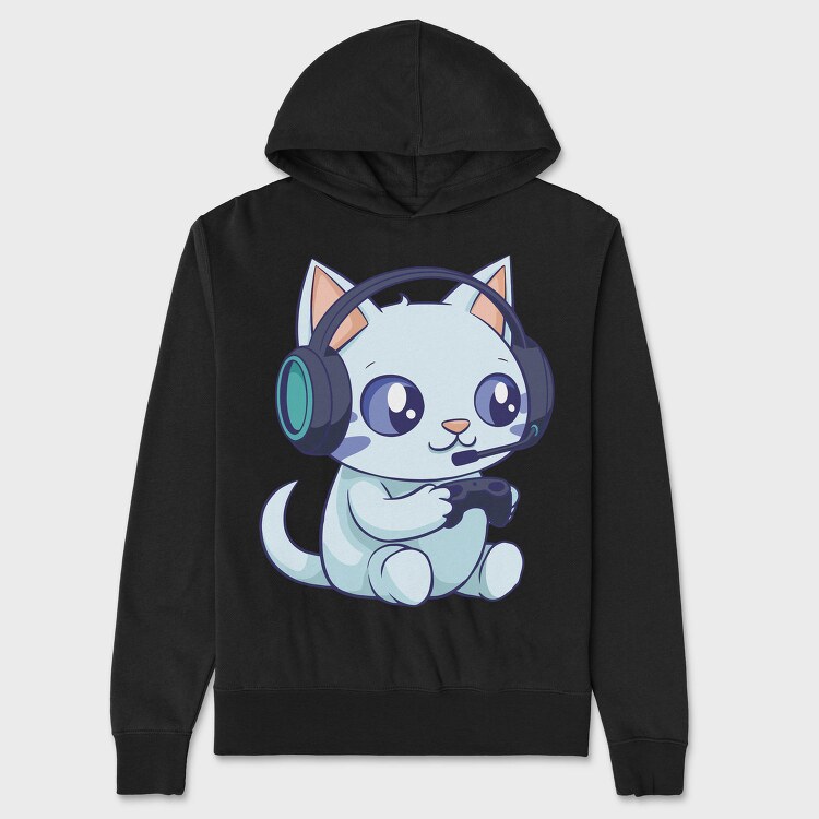 Cute Gamer Cat, Hanorac Oversize Barbati (Unisex)