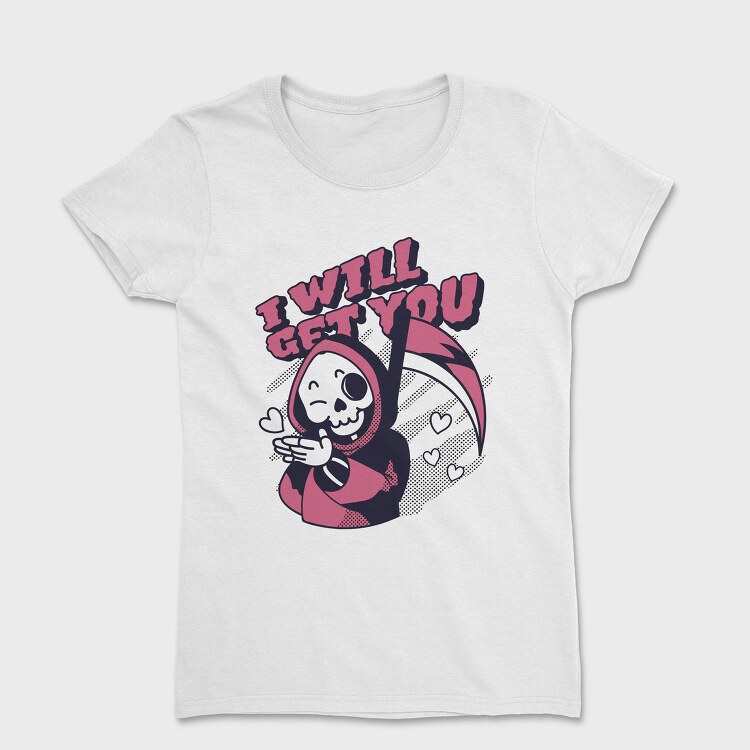 Cute Grim Reaper Halloween Skull, Tricou Femei
