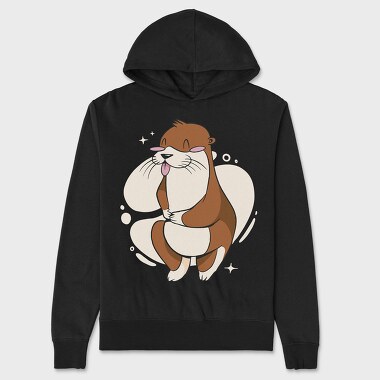 Cute Otter Cartoon, Hanorac Oversize Barbati (Unisex)