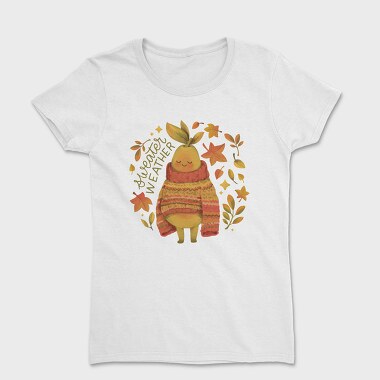 Cute Pear In Autumn Sweater Character Mug, Tricou Femei