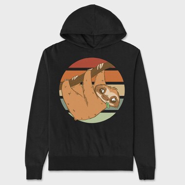 Cute Sloth In Retro Sunset, Hanorac Oversize Barbati (Unisex)