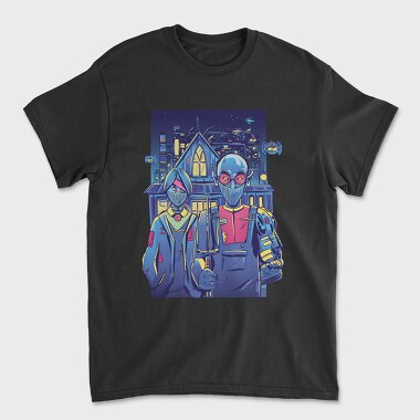 Cyberpunk Couple In City Painting Recreated, Tricou Barbati (Unisex)