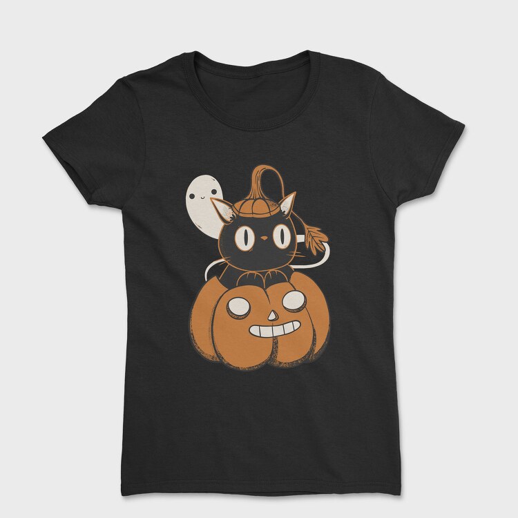 Black Cat Inside Pumpkin, Tricou Femei
