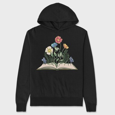 Book With Flowers Watercolor, Hanorac Oversize Barbati (Unisex)
