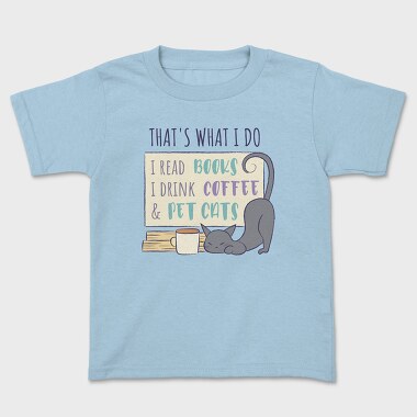 Books Cats And Coffee Pet, Tricou Copii