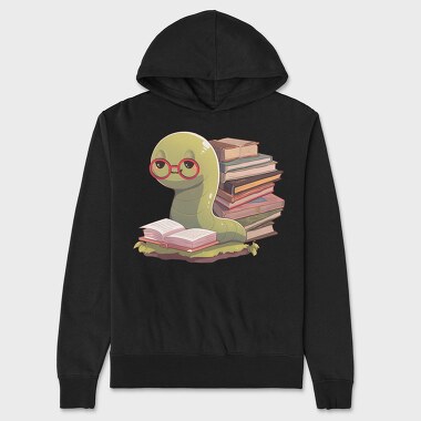 Bookworm With Glasses Worm Reading, Hanorac Oversize Barbati (Unisex)