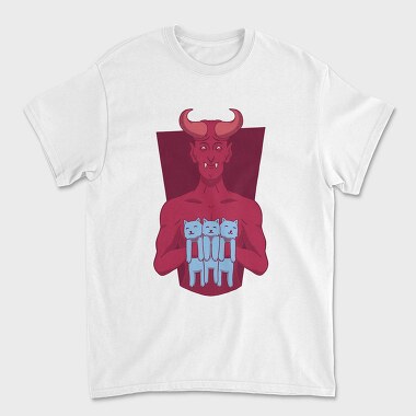 Devil With Cat Holding Kittens, Tricou Barbati (Unisex)