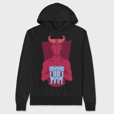 Devil With Cat Holding Kittens, Hanorac Oversize Barbati (Unisex)