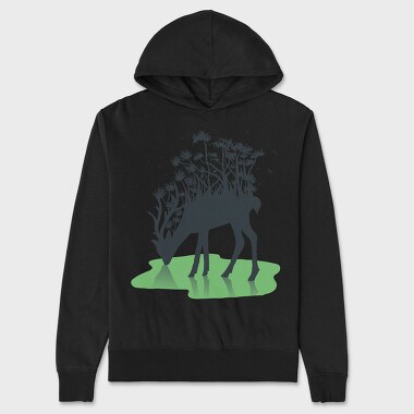 Forest Deer Silhouette, Hanorac Oversize Barbati (Unisex)