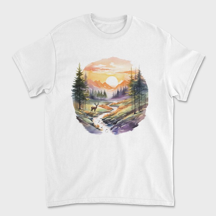 Forest Landscape Trees, Tricou Barbati (Unisex)