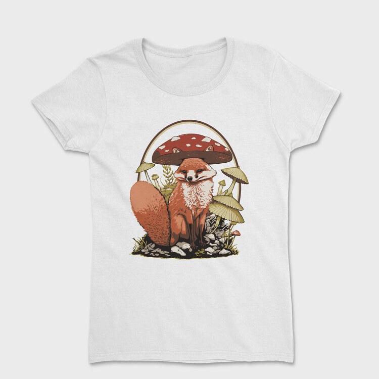 Fox And Mushrooms Cottagecore, Tricou Femei