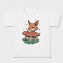 Fox Playing Drums On Mushrooms Cute, Tricou Copii