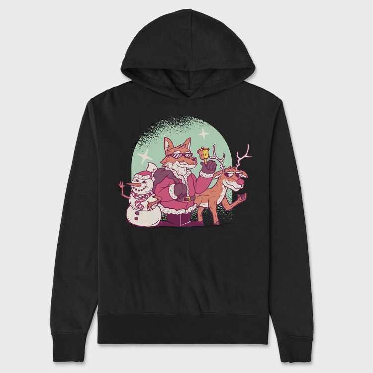 Fox Santa Christmas, Hanorac Oversize Barbati (Unisex)