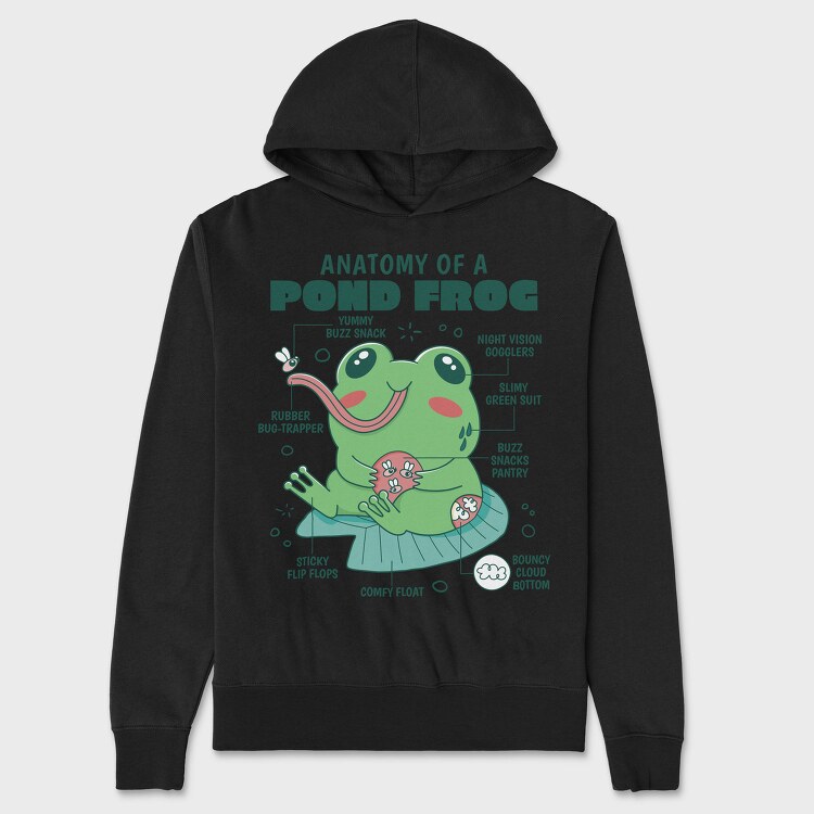 Frog Cute Anatomy, Hanorac Oversize Barbati (Unisex)