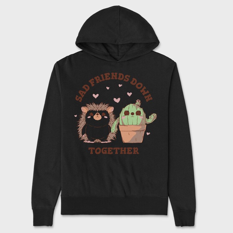 Cactus And Hedgehog Friends Cute, Hanorac Oversize Barbati (Unisex)