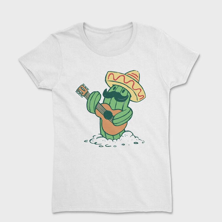 Cactus With Mexican Hat And Guitar 5 De Mayo, Tricou Femei