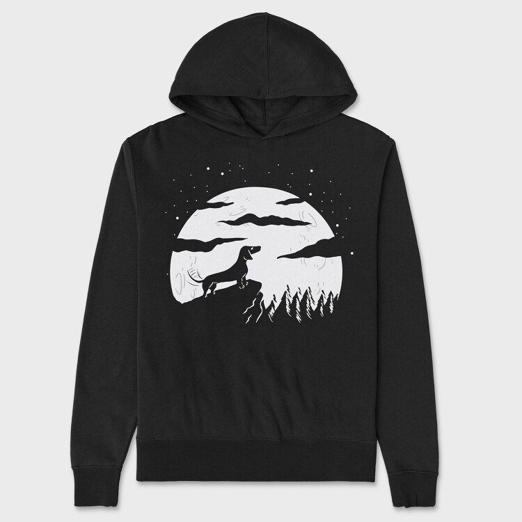 Dog Full Moon, Hanorac Oversize Barbati (Unisex)