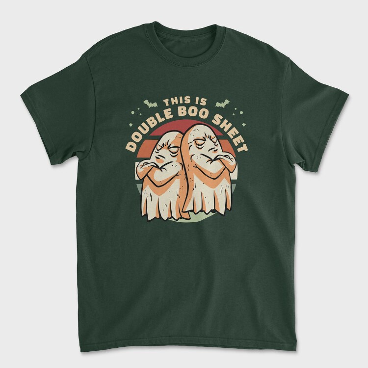 Double Boo Sheet Funny Halloween Ghosts Pun, Tricou Barbati (Unisex)