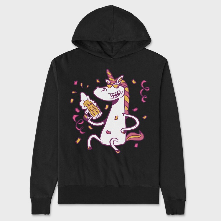 Drunk Unicorn With Beer Bachelor, Hanorac Oversize Barbati (Unisex)