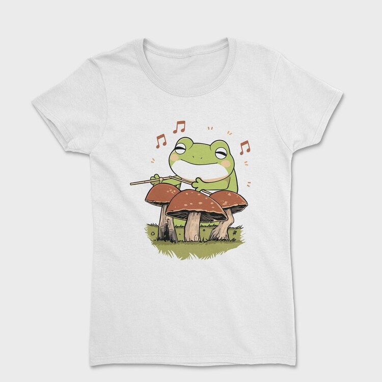 Frog Playing Drums Mushroom, Tricou Femei