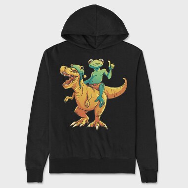 Frog Riding A T Rex Dino Trex, Hanorac Oversize Barbati (Unisex)