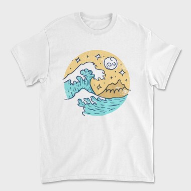 Illustrated Waves And Beach 05, Tricou Barbati (Unisex)