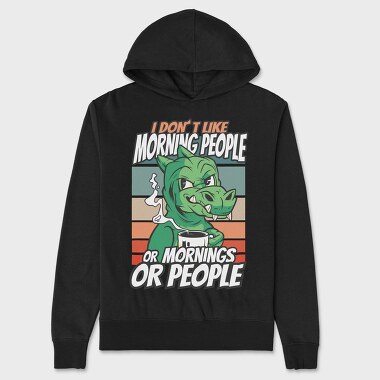 Introvert Cartoon Dinosaur Coffee, Hanorac Oversize Barbati (Unisex)