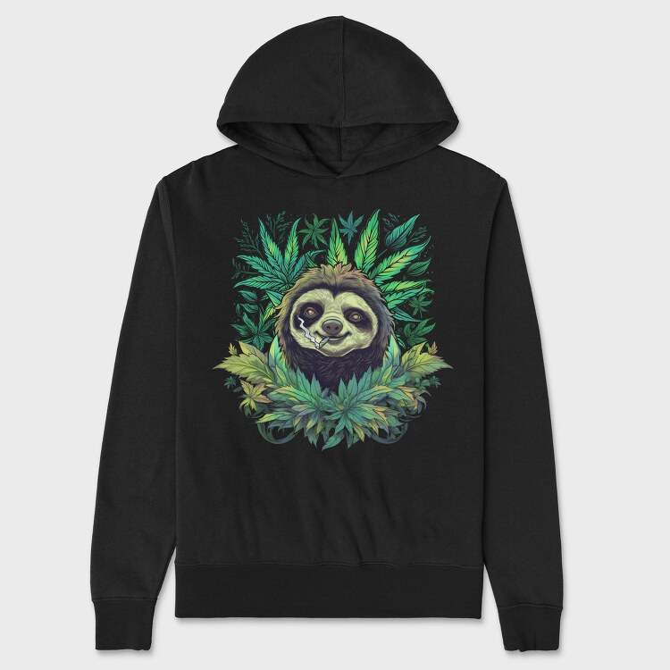 Cannabis Sloth, Hanorac Oversize Barbati (Unisex)