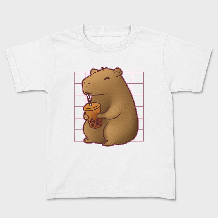 Capybara Drinking A Cup Of Tea Boba Tote, Tricou Copii