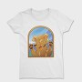 Cartoon Labrador Dog In Window Glass, Tricou Femei