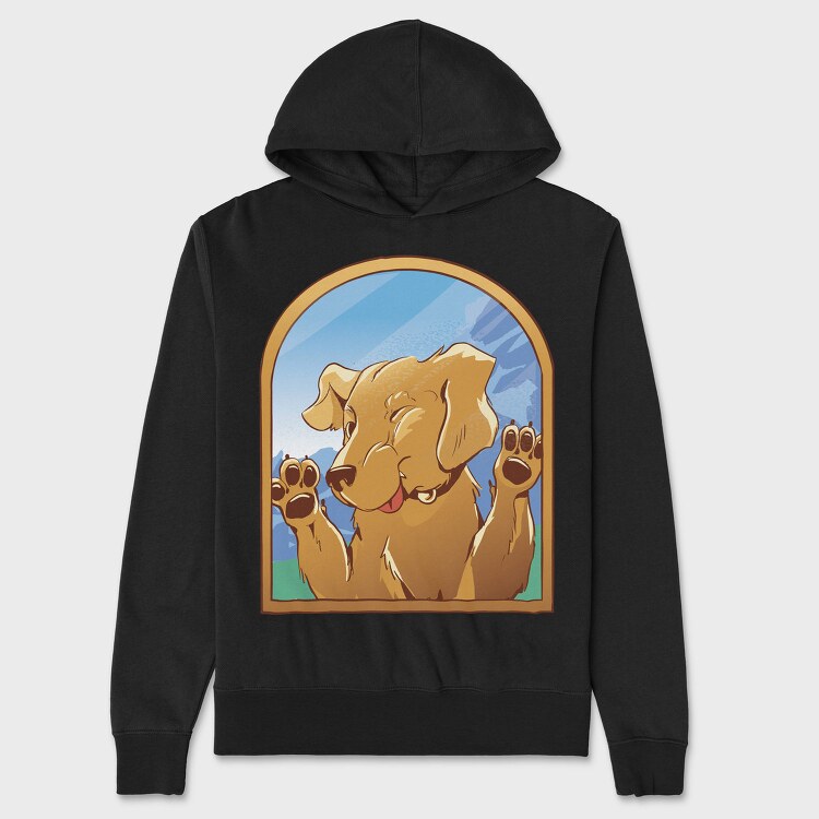 Cartoon Labrador Dog In Window Glass, Hanorac Oversize Barbati (Unisex)