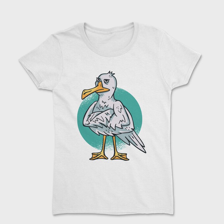 Cartoon Seagull Bird Angry, Tricou Femei