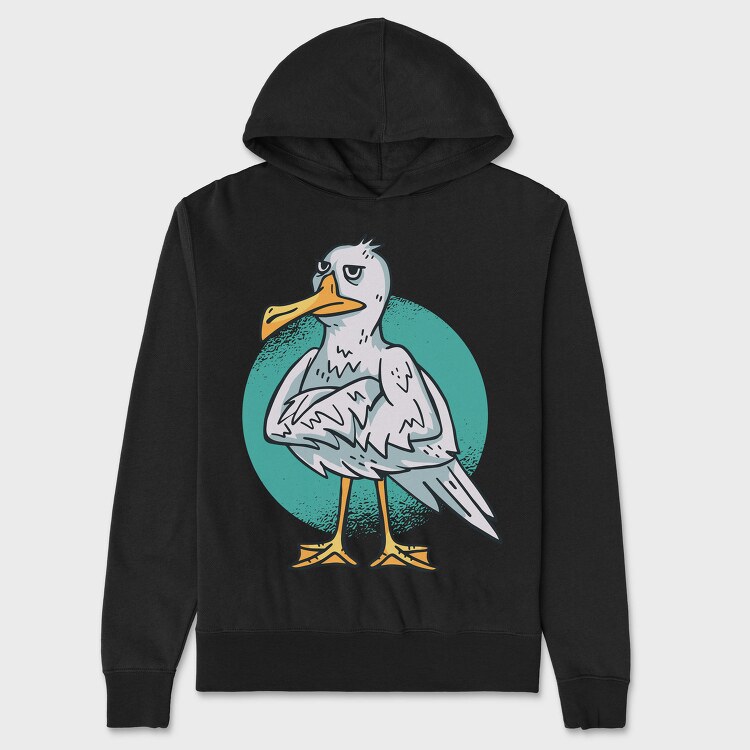 Cartoon Seagull Bird Angry, Hanorac Oversize Barbati (Unisex)