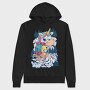 Cartoon Unicorn Hiking Pee On Mountain, Hanorac Oversize Barbati (Unisex)