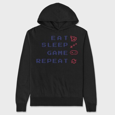 Eat Sleep Game Quote Gamer, Hanorac Oversize Barbati (Unisex)