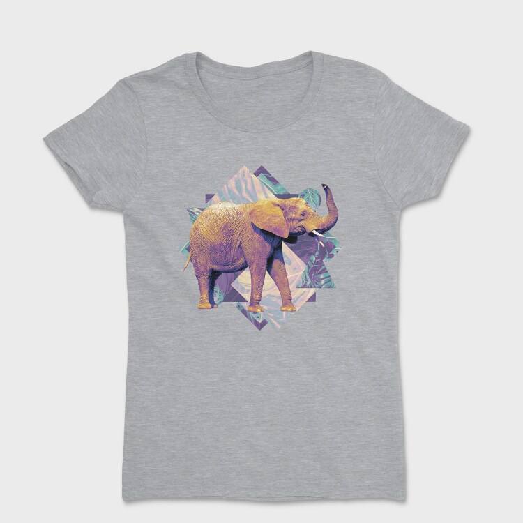 Elephant On Geometric Shapes Animals, Tricou Femei