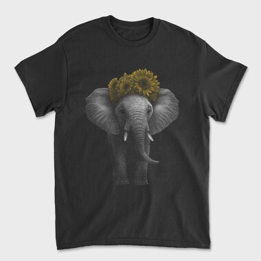 Elephant With Sunflowers Cute, Tricou Barbati (Unisex)