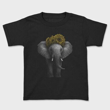 Elephant With Sunflowers Cute, Tricou Copii