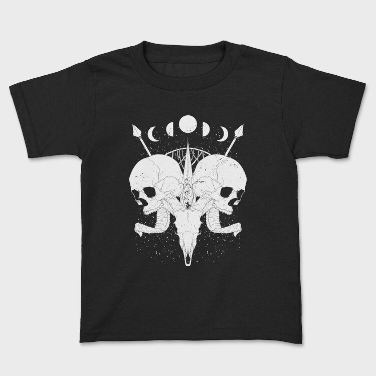 Esoteric Skulls Ram Human Moon Phases, Tricou Copii
