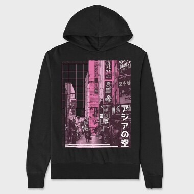 Japanese City Photographic Asian Street, Hanorac Oversize Barbati (Unisex)