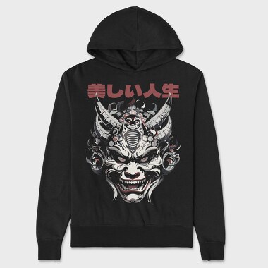 Japanese Oni Mask, Hanorac Oversize Barbati (Unisex)