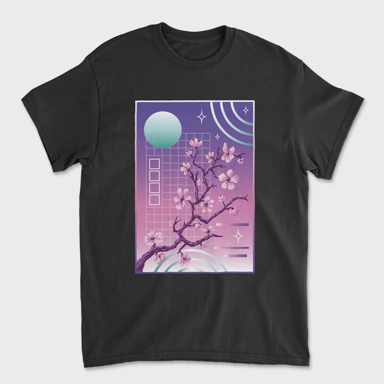 Japanese Sakura Vaporwave Tree, Tricou Barbati (Unisex)