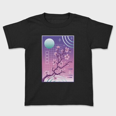 Japanese Sakura Vaporwave Tree, Tricou Copii