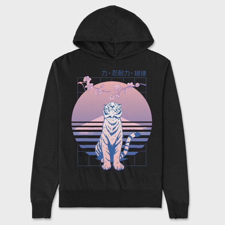 Japanese Tiger Looking Up Sakura, Hanorac Oversize Barbati (Unisex)