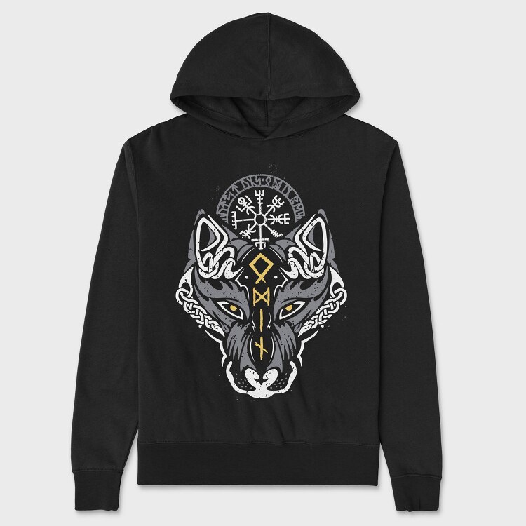 Norse Viking Wolf, Hanorac Oversize Barbati (Unisex)